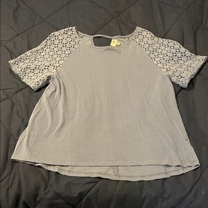 Old Navy Blue Short Sleeve Top with Lace Detail